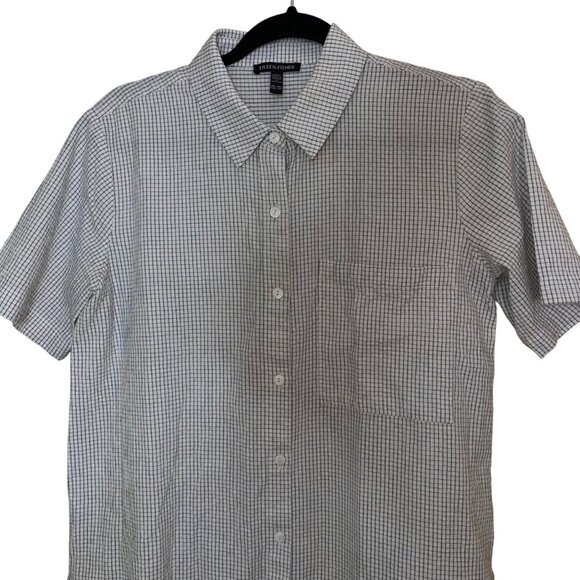 Eileen Fisher Womens Checkered Shirtdress Size XXS White Organic Cotton Ripple - Picture 3 of 10